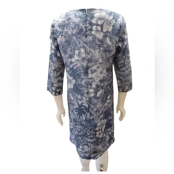 J. Jill 100% Linen Blue Floral Midi Size 8 - Picture 2 of 8